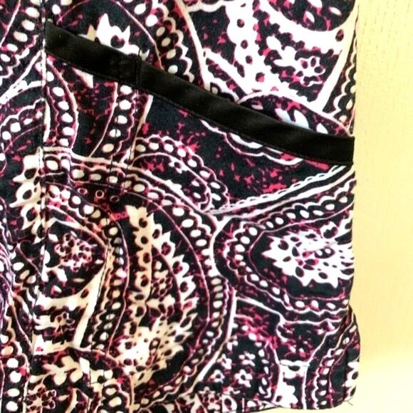 Rampage Womens Paisley Print Scrub Top & Black Pants Set S Cotton Blend - Picture 4 of 15